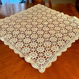 Handmade Elegant Cream Crochet Tablecloth /33X 33